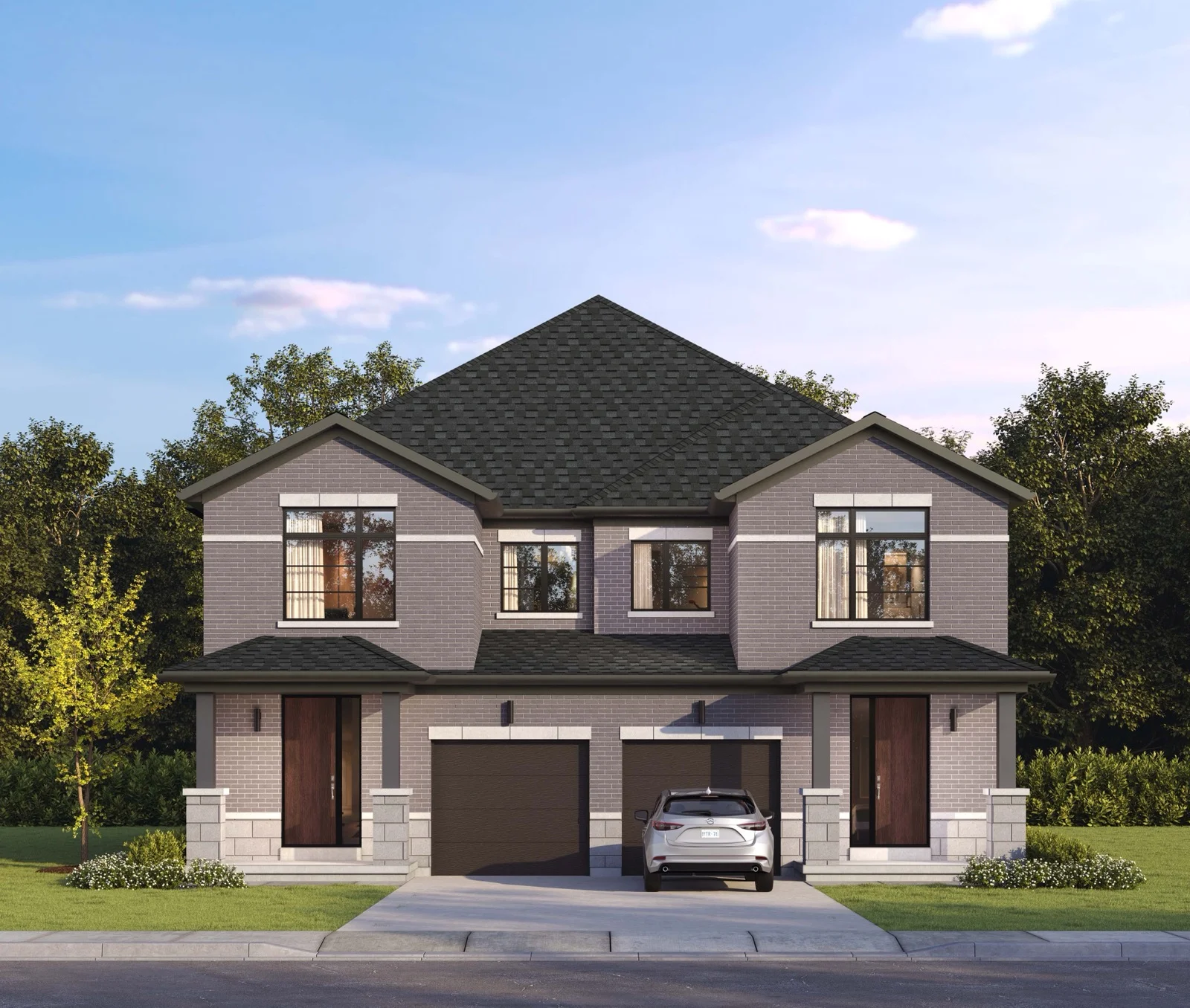 Hawthorn SD25-01 semi-detached home rendering at Wildfield Village Caledon